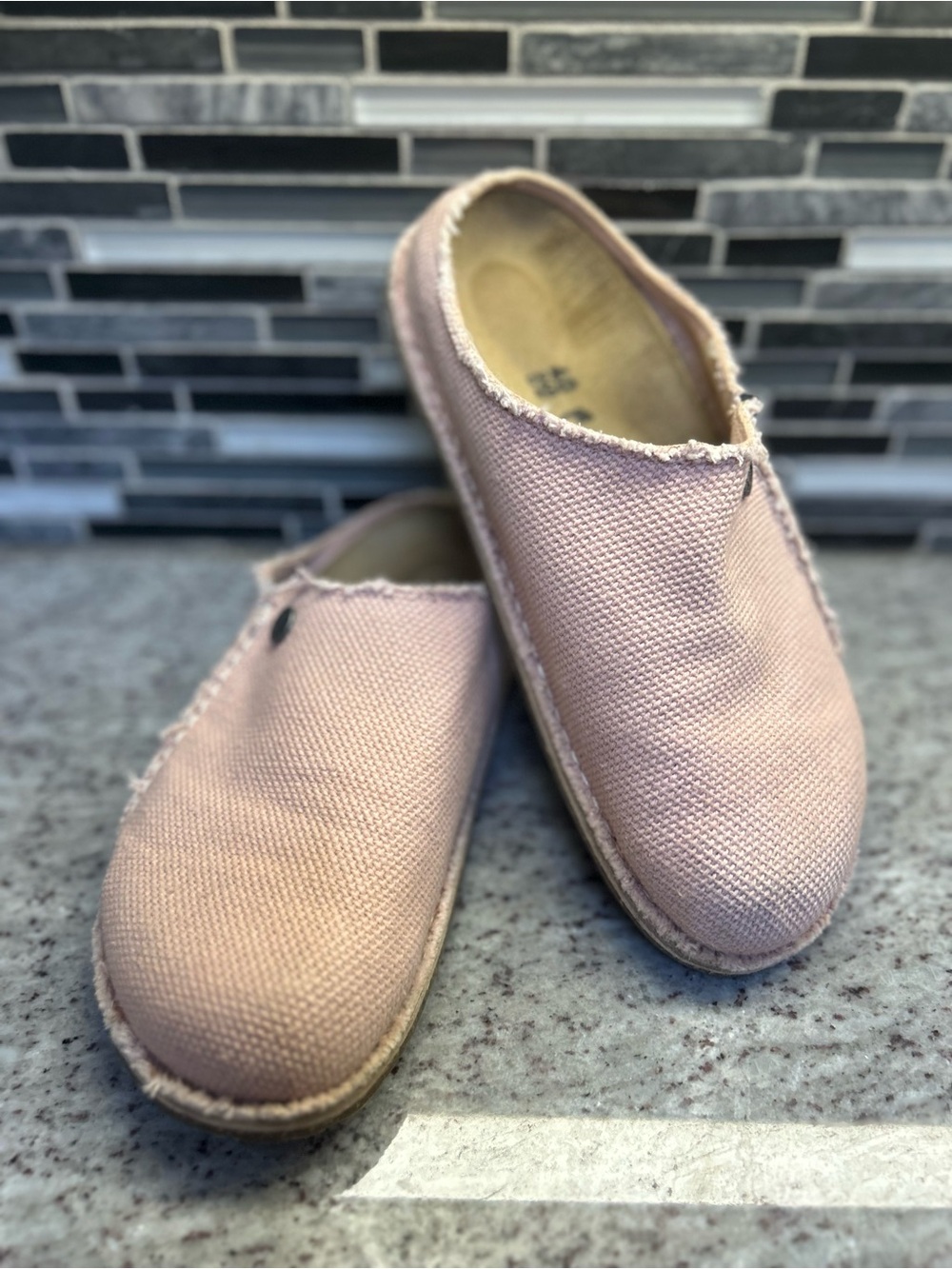 Birkenstock Zermatt Pale Pink Canvas Moccasin Slip-Ons size 9(49) narrow